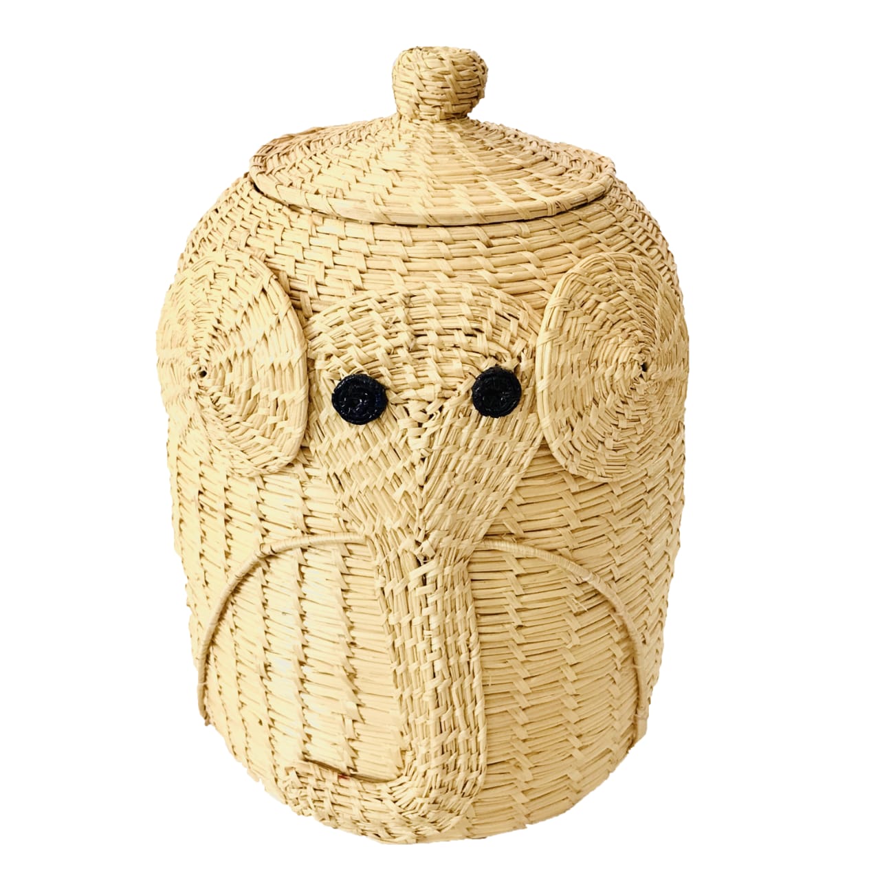 Elephant Elegance: Handcrafted Sikki Basket with Lid