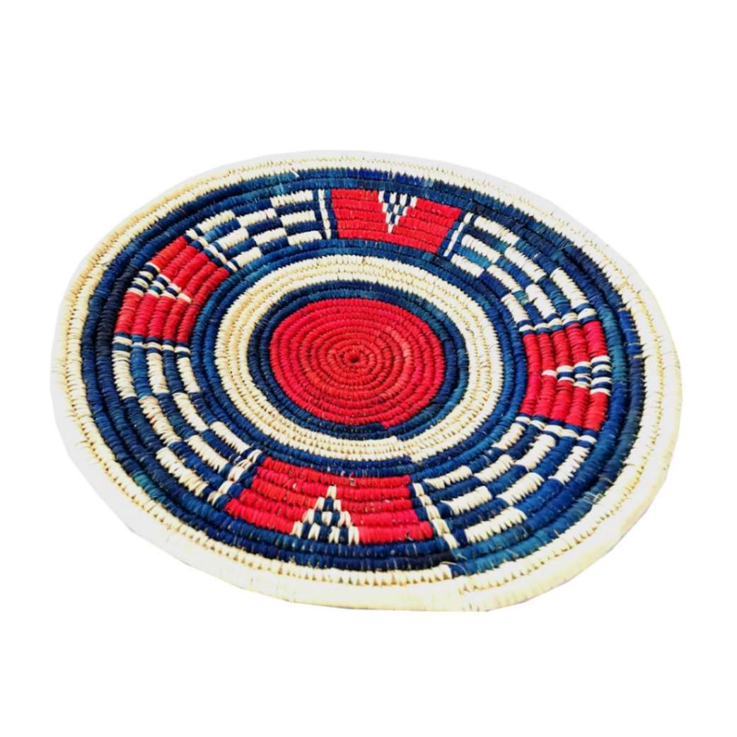 Artistry in Blue and Red: Handwoven Sikki Mat